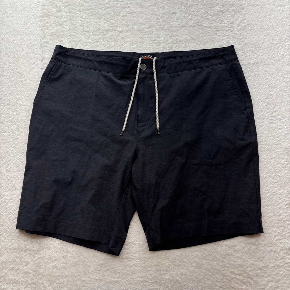 Faherty All Day Shorts Mens 42 Navy Blue Heathered Hybrid Board Shorts RN140476